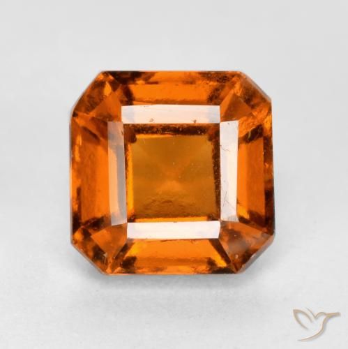 1.55ct 자연스러운 딥 오렌지 헤소나이트 가넷, 에메랄드 컷, VS-SI