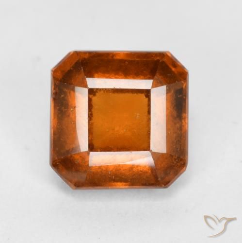 1.40ct 자연스러운 미디엄 다크 오렌지 헤소나이트 가넷, 에메랄드 컷, VS-SI