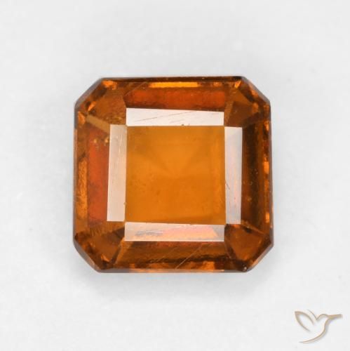 1.25ct 자연스러운 미디엄 다크 오렌지 헤소나이트 가넷, 에메랄드 컷, VS