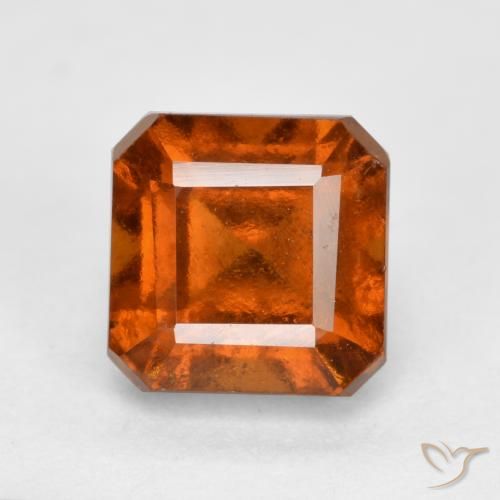 2.17ct 자연스러운 미디엄 다크 오렌지 헤소나이트 가넷, 에메랄드 컷, VS-SI