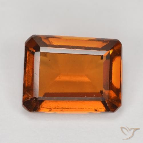 2.07ct 자연스러운 미디엄 다크 오렌지 헤소나이트 가넷, 에메랄드 컷, VS