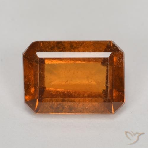 1.50ct 자연스러운 미디엄 다크 오렌지 헤소나이트 가넷, 에메랄드 컷, VS-SI