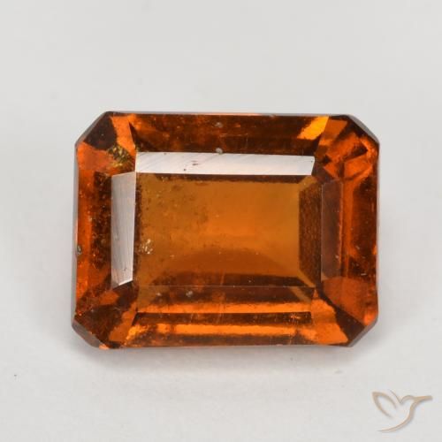 2.30ct 자연스러운 딥 오렌지 헤소나이트 가넷, 에메랄드 컷, VS-SI
