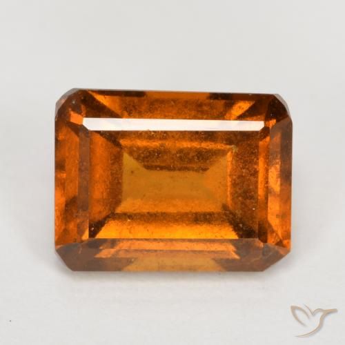 2.13ct 자연스러운 미디엄 오렌지 헤소나이트 가넷, 에메랄드 컷, VS-SI
