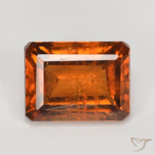2.16ct 자연스러운 붉은 오렌지 헤소나이트 가넷, 에메랄드 컷, SI
