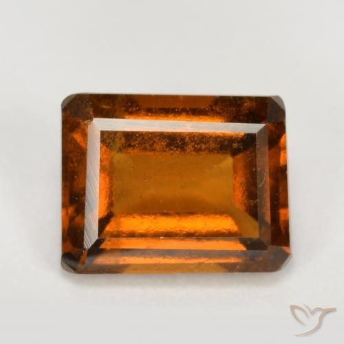2.12ct 자연스러운 딥 오렌지 헤소나이트 가넷, 에메랄드 컷, VS