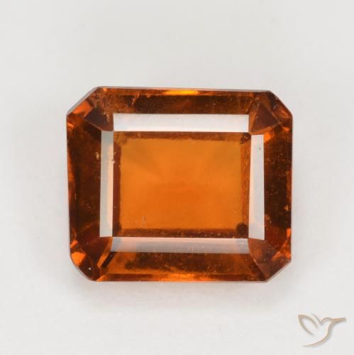 2.14ct 자연스러운 앰버 오렌지 헤소나이트 가넷, 에메랄드 컷, VS-SI