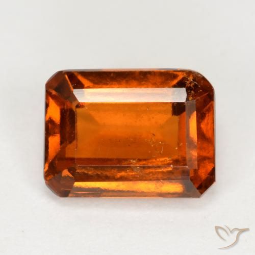 2.06ct 자연스러운 붉은 오렌지 헤소나이트 가넷, 에메랄드 컷, VS-SI