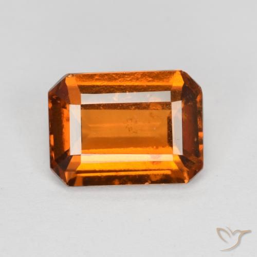 1.92ct 자연스러운 미디엄 오렌지 헤소나이트 가넷, 에메랄드 컷, VS-SI