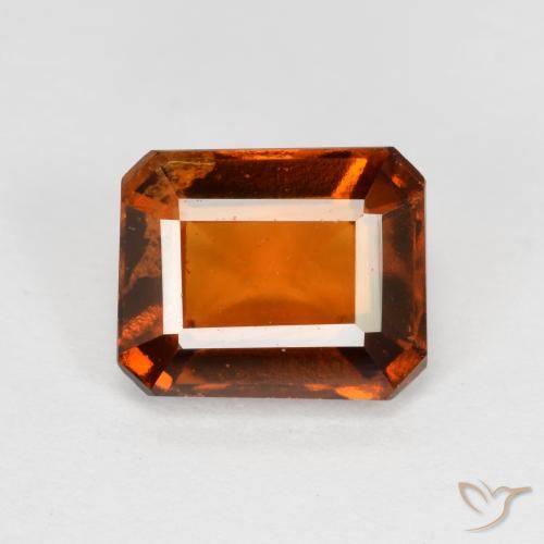 2.39ct 자연스러운 앰버 오렌지 헤소나이트 가넷, 에메랄드 컷, VS-SI