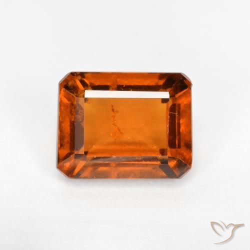 2.14ct 자연스러운 붉은 오렌지 헤소나이트 가넷, 에메랄드 컷, SI