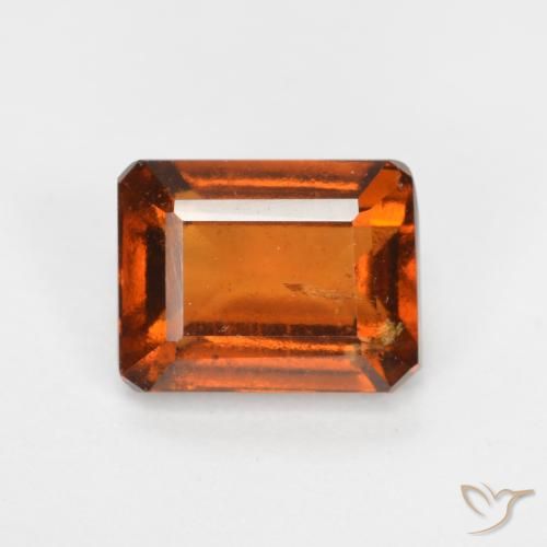 2.28ct 자연스러운 딥 오렌지 헤소나이트 가넷, 에메랄드 컷, SI