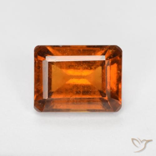 2.28ct 자연스러운 붉은 오렌지 헤소나이트 가넷, 에메랄드 컷, VS-SI