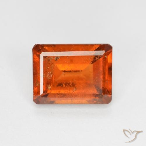 1.98ct 자연스러운 미디엄 오렌지 헤소나이트 가넷, 에메랄드 컷, SI
