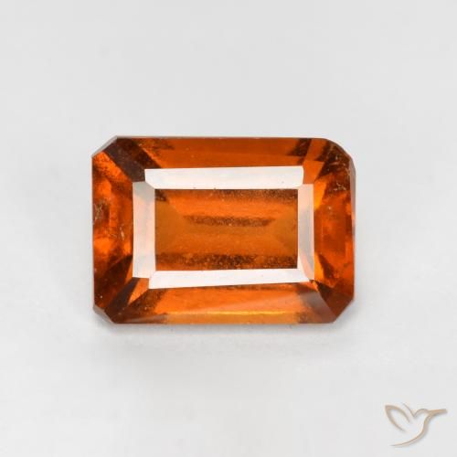 1.94ct 자연스러운 파이어 오렌지 헤소나이트 가넷, 에메랄드 컷, SI