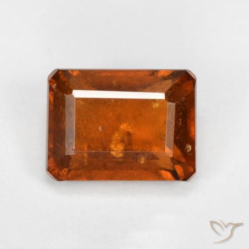 2.31ct 자연스러운 앰버 오렌지 헤소나이트 가넷, 에메랄드 컷, SI
