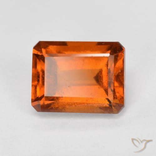 2.23ct 자연스러운 파이어 오렌지 헤소나이트 가넷, 에메랄드 컷, VS-SI