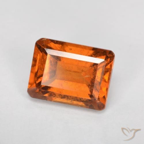 2.27ct 자연스러운 딥 오렌지 헤소나이트 가넷, 에메랄드 컷, SI