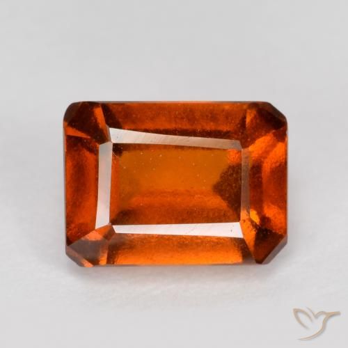 1.57ct 자연스러운 파이어 오렌지 헤소나이트 가넷, 에메랄드 컷, VS-SI