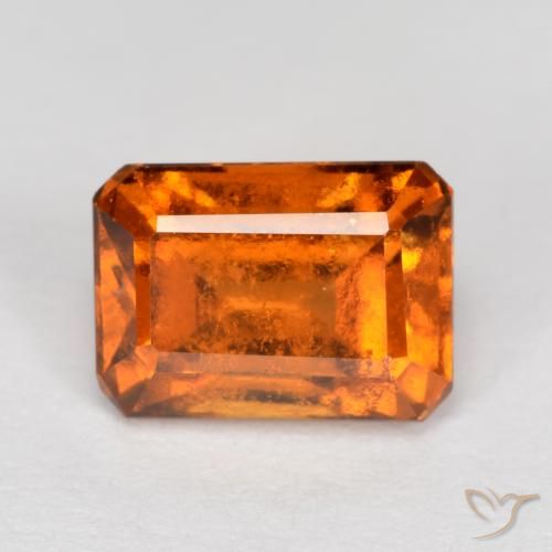 1.48ct 자연스러운 미디엄 다크 오렌지 헤소나이트 가넷, 에메랄드 컷, SI