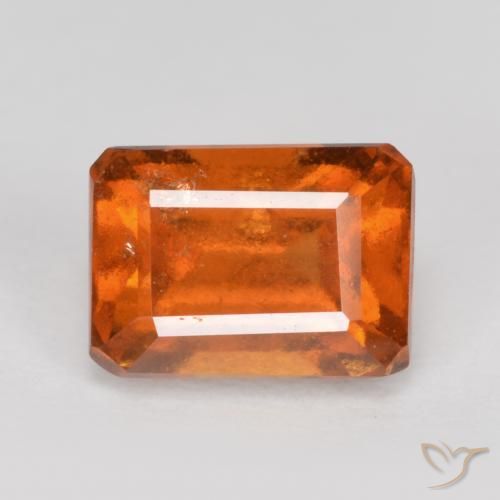 1.76ct 자연스러운 딥 오렌지 헤소나이트 가넷, 에메랄드 컷, SI