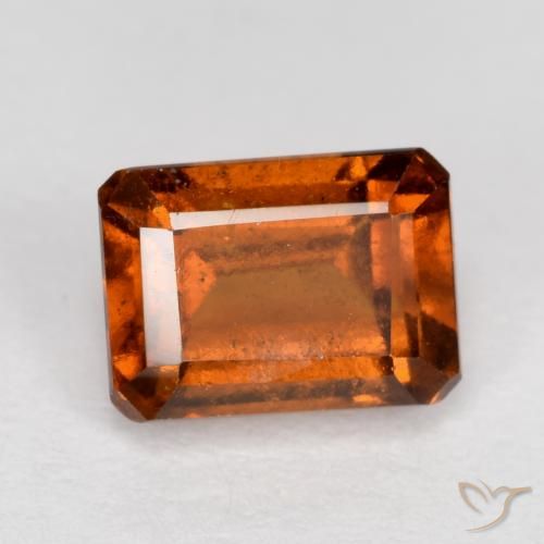 1.65ct 자연스러운 딥 오렌지 헤소나이트 가넷, 에메랄드 컷, VS-SI