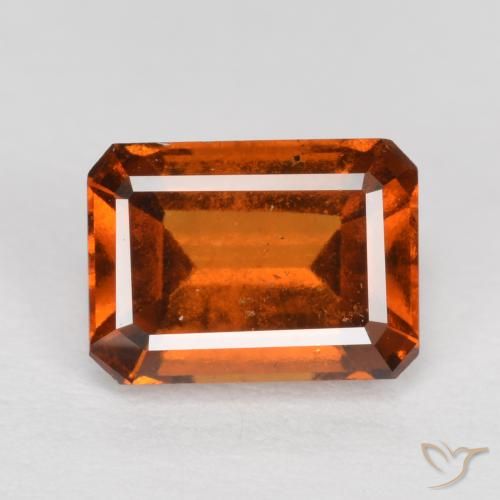 1.37ct 자연스러운 앰버 오렌지 헤소나이트 가넷, 에메랄드 컷, VS