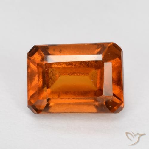 1.43ct 자연스러운 파이어 오렌지 헤소나이트 가넷, 에메랄드 컷, VS