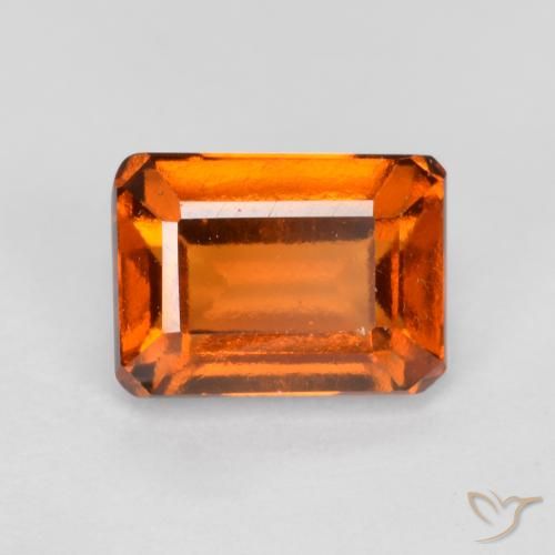 1.44ct 자연스러운 미디엄 오렌지 헤소나이트 가넷, 에메랄드 컷, VVS-VS
