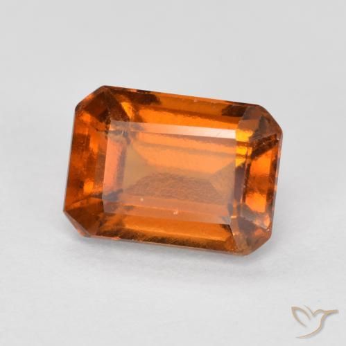 1.34ct 자연스러운 미디엄 오렌지 헤소나이트 가넷, 에메랄드 컷, VS-SI
