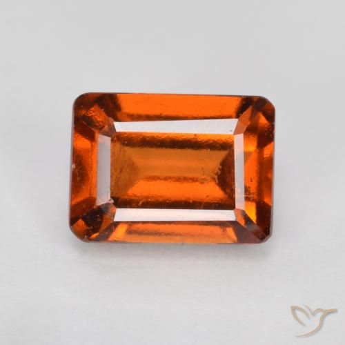 1.47ct 자연스러운 붉은 오렌지 헤소나이트 가넷, 에메랄드 컷, VS