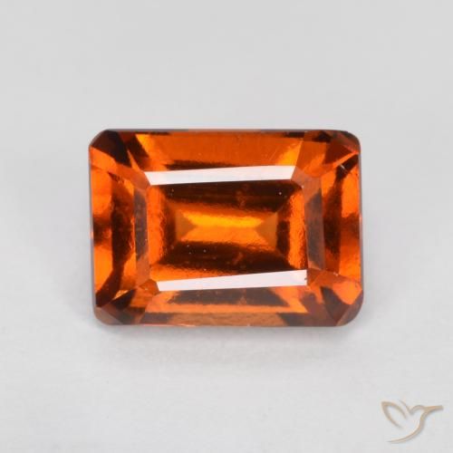 1.38ct 자연스러운 앰버 오렌지 헤소나이트 가넷, 에메랄드 컷, VVS-VS