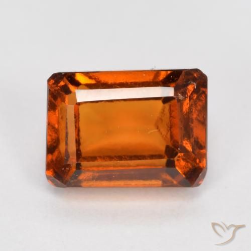 1.62ct 자연스러운 붉은 오렌지 헤소나이트 가넷, 에메랄드 컷, VS