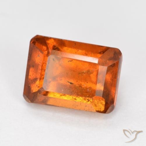 1.64ct 자연스러운 미디엄 오렌지 헤소나이트 가넷, 에메랄드 컷, SI