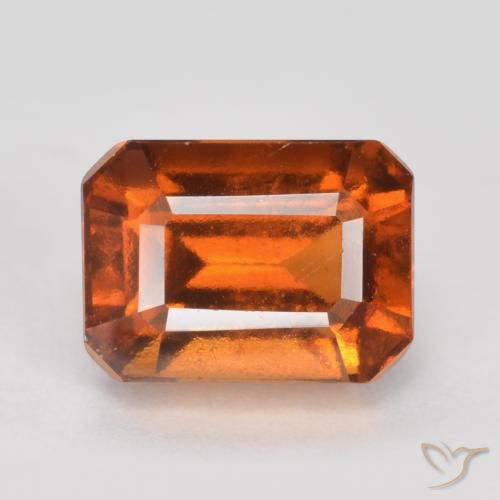 1.83ct 자연스러운 딥 오렌지 헤소나이트 가넷, 에메랄드 컷, VS