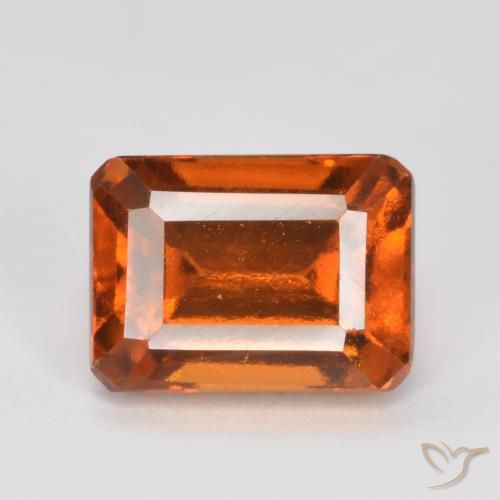 1.54ct 자연스러운 앰버 오렌지 헤소나이트 가넷, 에메랄드 컷, VVS-VS