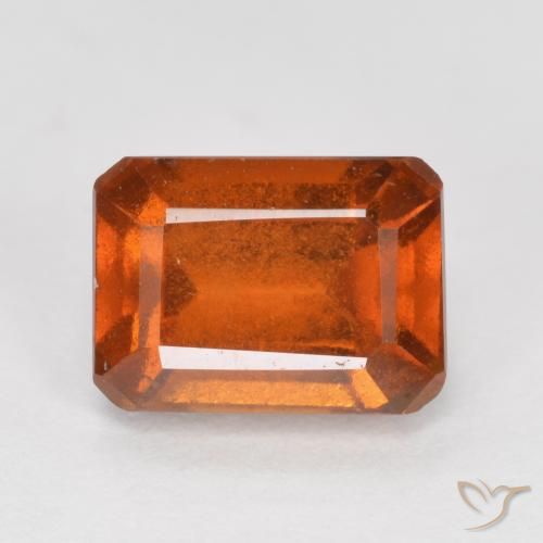 1.58ct 자연스러운 붉은 오렌지 헤소나이트 가넷, 에메랄드 컷, SI
