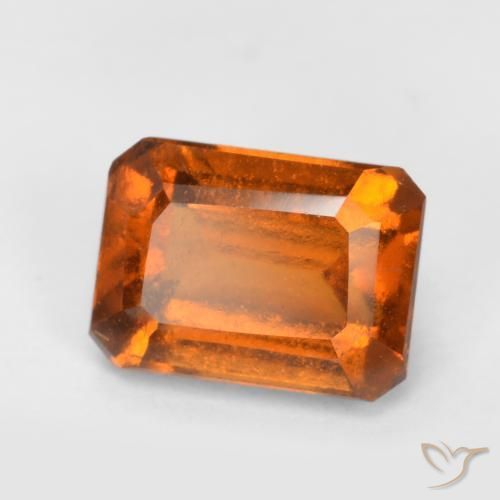 1.40ct 자연스러운 딥 오렌지 헤소나이트 가넷, 에메랄드 컷, VS-SI