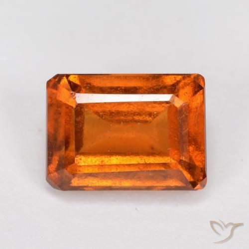 1.59ct 자연스러운 미디엄 오렌지 헤소나이트 가넷, 에메랄드 컷, VS-SI
