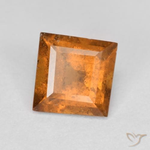 1.03ct 자연스러운 딥 오렌지 헤소나이트 가넷, 정사각형, SI
