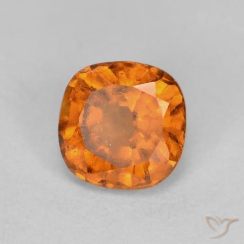 0.83캐럿 천연 밝은 오렌지 헤소나이트 가넷, 쿠션 컷, 5.2×5.2 mm, SI
