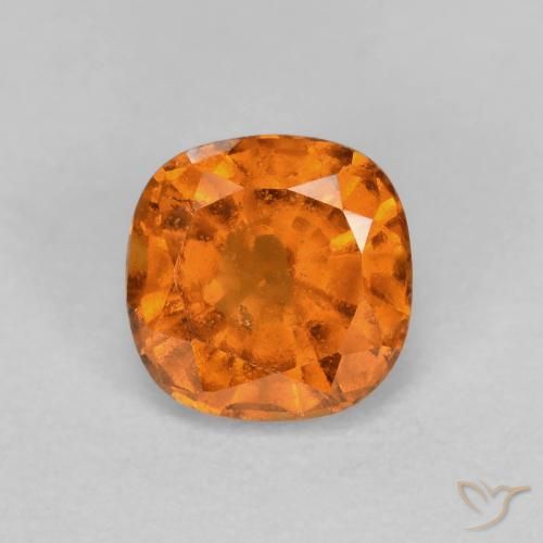 0.83캐럿 천연 밝은 오렌지 헤소나이트 가넷, 쿠션 컷, 5.2×5.2 mm, SI