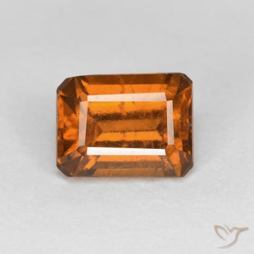 1.25ct 자연스러운 미디엄 오렌지 헤소나이트 가넷, 에메랄드 컷, VS-SI