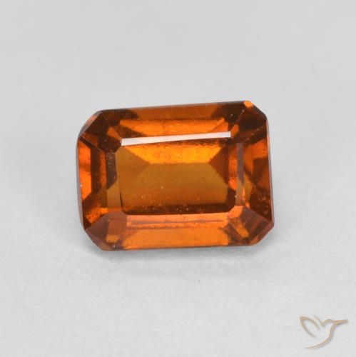 1.60ct 자연스러운 딥 오렌지 헤소나이트 가넷, 에메랄드 컷, VS