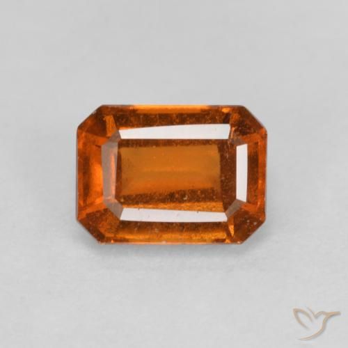 1.41ct 자연스러운 미디엄 다크 오렌지 헤소나이트 가넷, 에메랄드 컷, VS