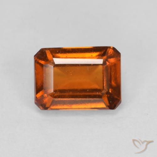 1.50ct 자연스러운 앰버 오렌지 헤소나이트 가넷, 에메랄드 컷, VS