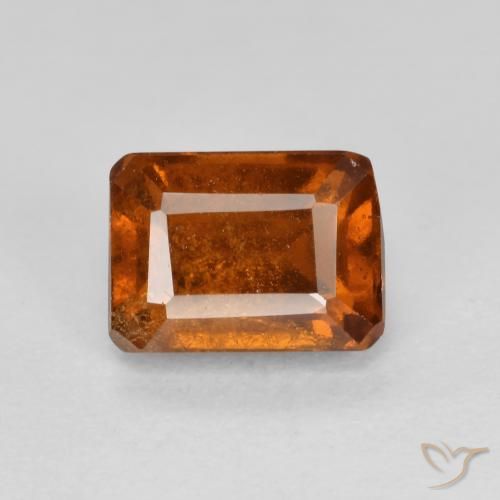 1.61ct 자연스러운 딥 오렌지 헤소나이트 가넷, 에메랄드 컷, VS-SI