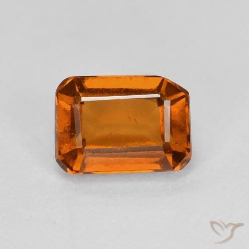1.44ct 자연스러운 미디엄 다크 오렌지 헤소나이트 가넷, 에메랄드 컷, VS-SI
