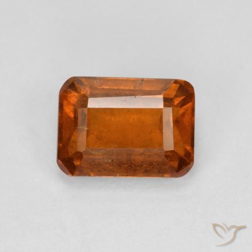 1.52ct 자연스러운 미디엄 다크 오렌지 헤소나이트 가넷, 에메랄드 컷, VS-SI
