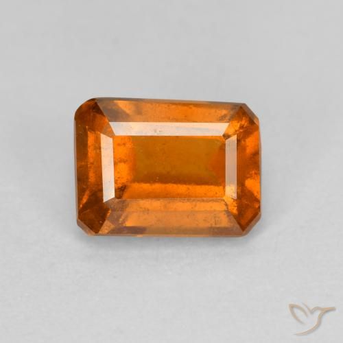 1.43ct 자연스러운 미디엄 다크 오렌지 헤소나이트 가넷, 에메랄드 컷, VS-SI